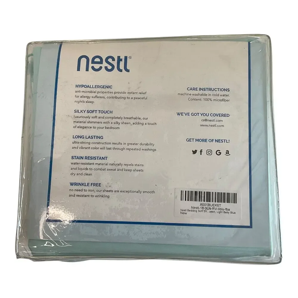 Nestl Premier 1800 Series Deep Pocket Bed 4 Piece Sheet Set Aqua RV Queen